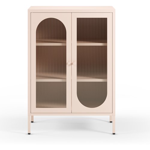 Buffet 2 portes en métal rose blush 160 cm - Ysia