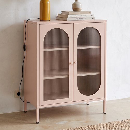 Buffet 2 portes en métal rose blush 160 cm - Ysia