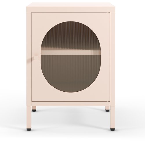 Table de chevet 1 porte en métal rose blush 40 cm - Ysia