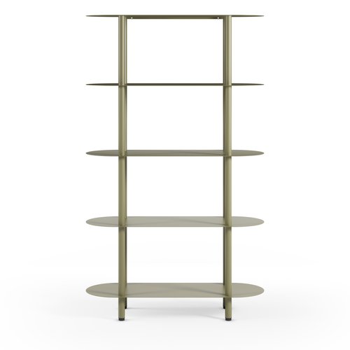 Etagère bibliothèque arrondie 5 niveaux en métal vert kaki 90 cm - Ysia
