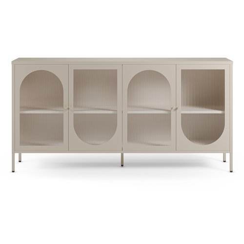 Buffet 4 portes en métal beige clair 160 cm - Ysia