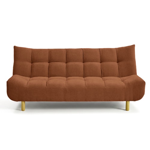 Canapé capitonné convertible 3 places en tissu chenille terracotta - Bumpy