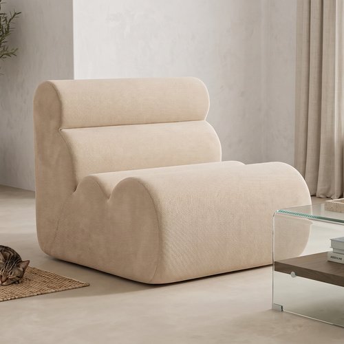 Chauffeuse compressée en tissu chenille beige - Billie