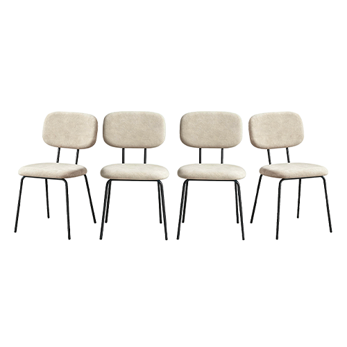 Lot de 4 chaises en tissu chenille beige foncé et piètement noir - Lucie
