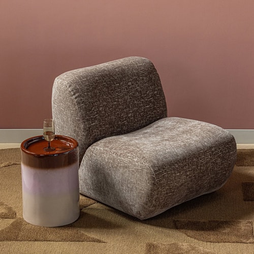 Table d'appointronde en céramique rose / brun Ø35- Ollo