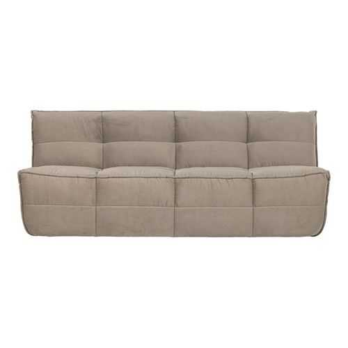 Canapé matelassé 3 places en tissu effet velours taupe - Cluster
