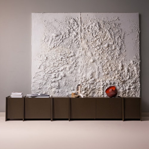 Meuble TV en placage frêne brun moyen 200 cm - Brock