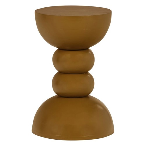 Table d'appoint sculptée en bois de manguier jaune miel Ø35 cm - Miel