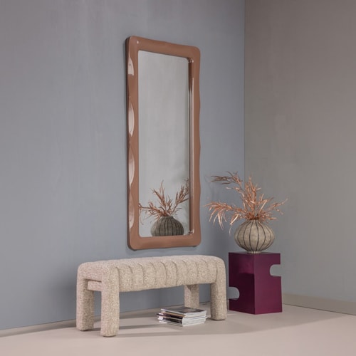 Miroir en pied laqué vieux rose brillant 80x180 cm - Norea