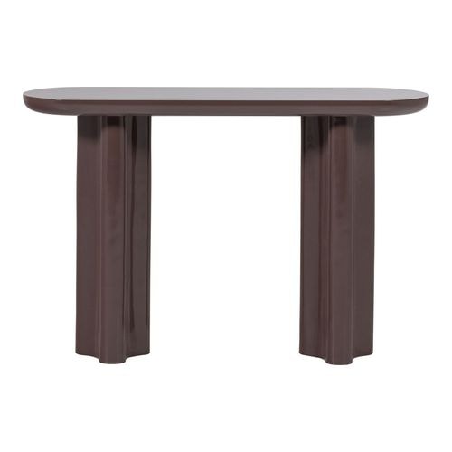 Console ovale laquée brun foncé brillant 120 cm - Evara