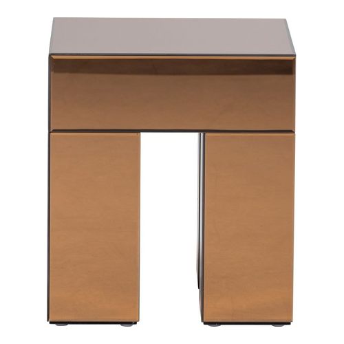 Table d'appoint carrée effet miroir bronze brun 45 cm - Mirrox