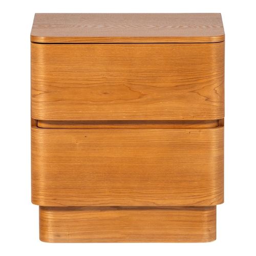 Table de chevet à angles arrondis 2 tiroirs en bois 40 cm - Fejo