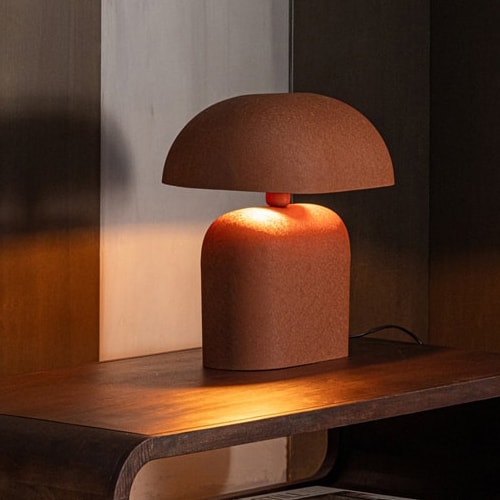 Lampe de table champignon en métal brun - Tilo