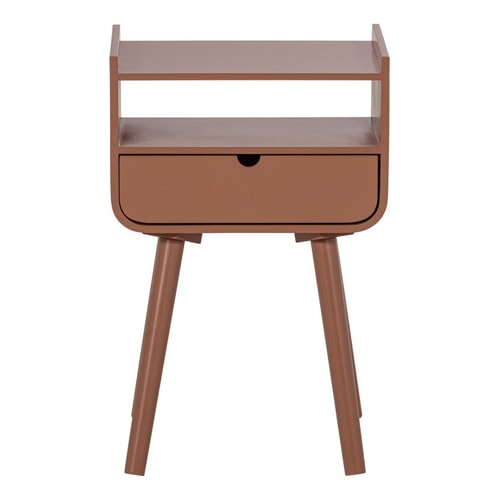Table de chevet rétro 1 tiroir laqué vieux rose 36 cm - Nils
