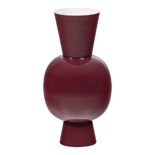 Vase en métal bordeaux brillant Ø20 cm- Auri
