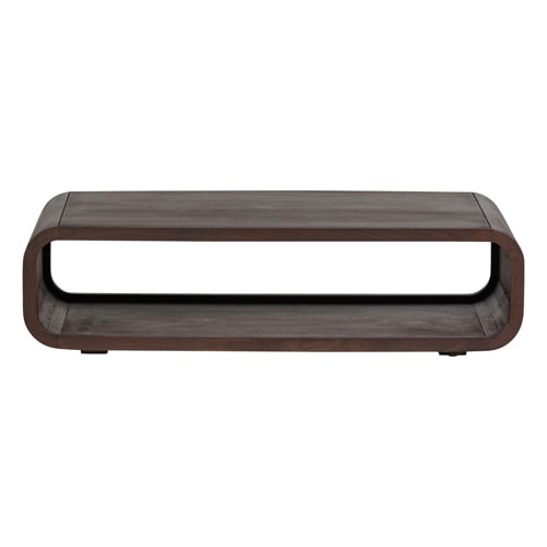 Table basse arrondie façon retro en bois de manguier brun foncé 120 cm - Kinu