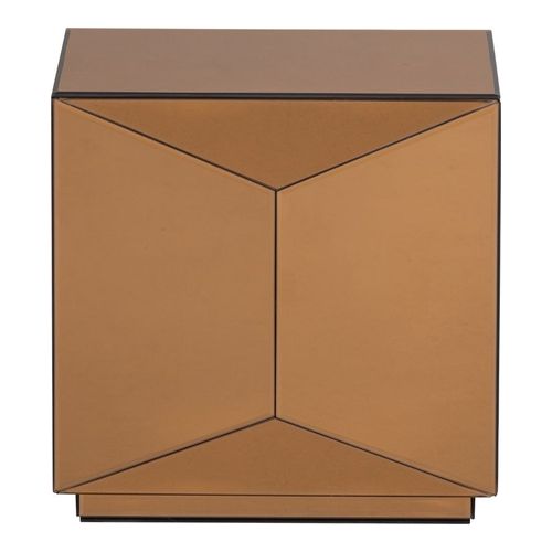 Table d'appoint géométrique effet miroir bronze brun 40 cm - Glintz