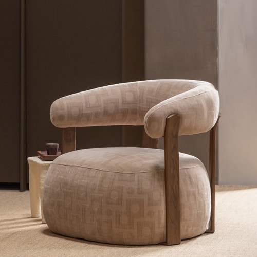 Fauteuil en tissu 3D à motifs géométriques beige - Foon