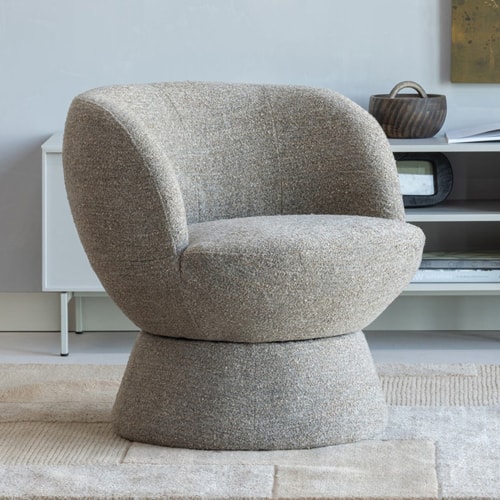 Fauteuil pivotant en tissu bouclé brun - Shuffle