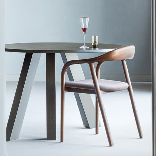 Lot de 2 chaises de salle à manger en bois et velours brun - Bran