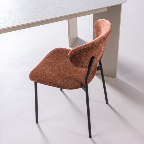 Lot de 2 chaises de salle à manger en tissu chenille brun - Kjeld