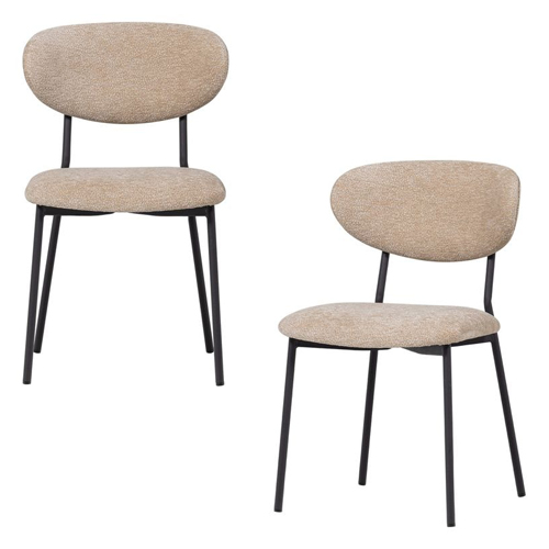 Lot de 2 chaises de salle à manger en tissu chenille beige - Kjeld