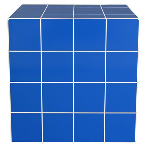 Bout de canapé cubique effet mosaïque bleu électrique 40 cm - Ibiza