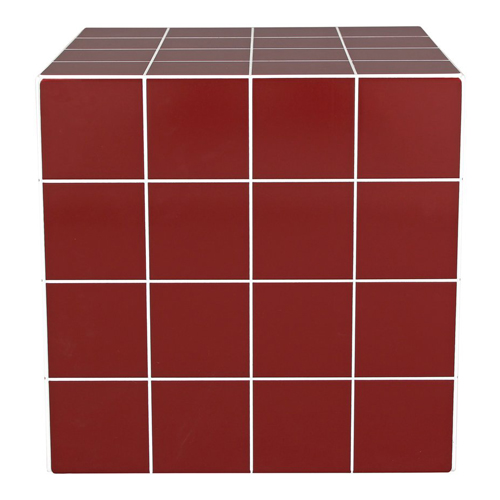 Bout de canapé cubique effet mosaïque bordeaux 40 cm - Ibiza
