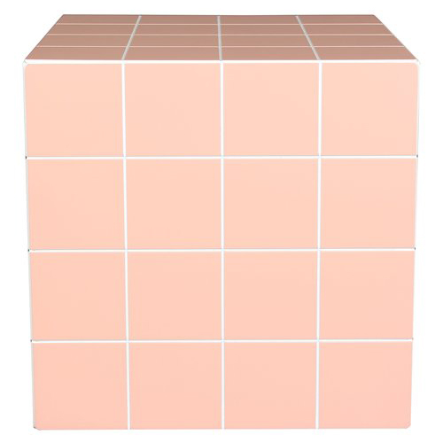 Bout de canapé cubique effet mosaïque rose pâle 40 cm - Ibiza