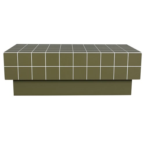 Table basse rectangulaire effet mosaïque vert olive 100 cm - Ibiza