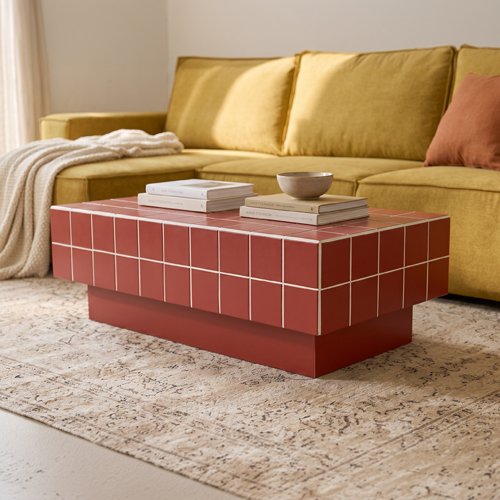 Table basse rectangulaire effet mosaïque bordeaux 100 cm - Ibiza