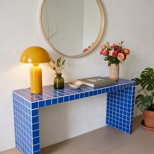 Console effet mosaïque bleu électrique 100 cm - Ibiza
