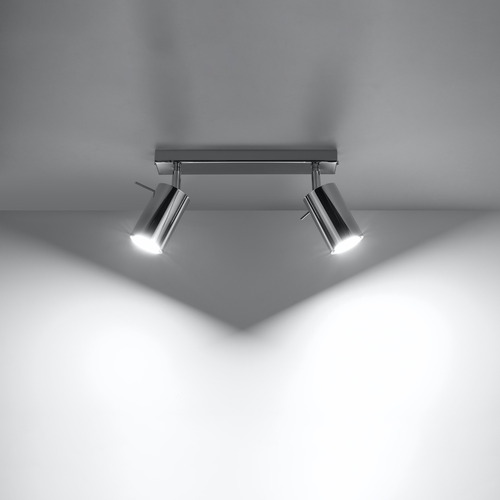 Plafonnier 2 lumières en métal chrome - Ring