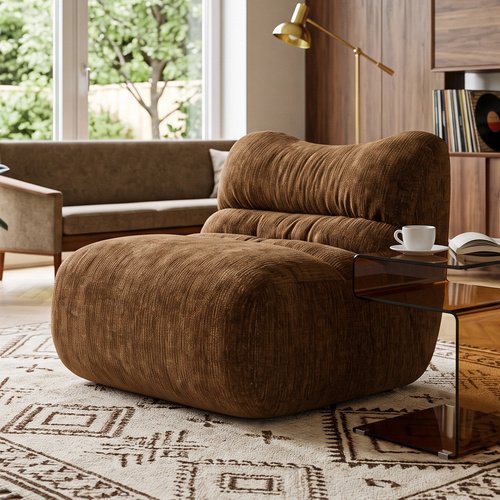 Chauffeuse compressée en tissu chenille marron - Nido
