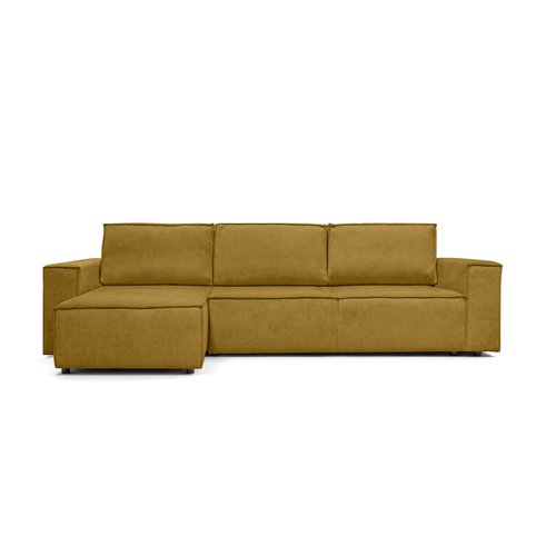 Canapé d'angle convertible réversible 5 places avec coffre de rangement en tissu chenille bronze - Harper