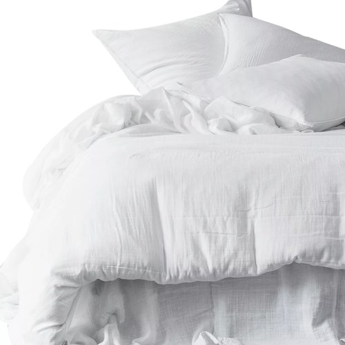 Housse de couette en gaze de coton lavé Blanc 260 x 240 cm - Mykonos
