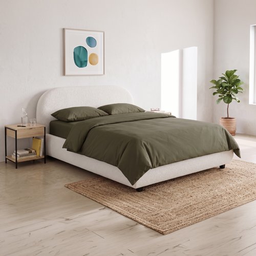 Ensemble Housse de couette & 2 taies d'oreiller en percale de coton kaki 240x220 cm - Venezia