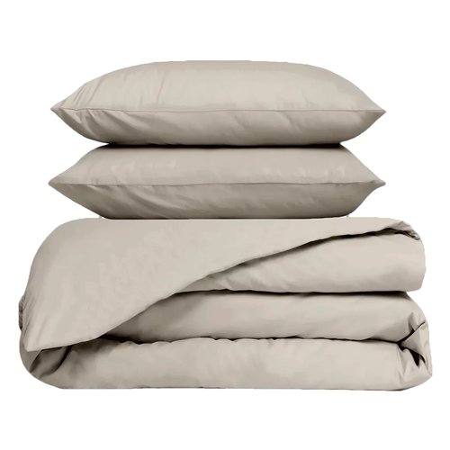 Ensemble Housse de couette & 2 taies d'oreiller en percale de coton lin 260x240 cm - Venezia