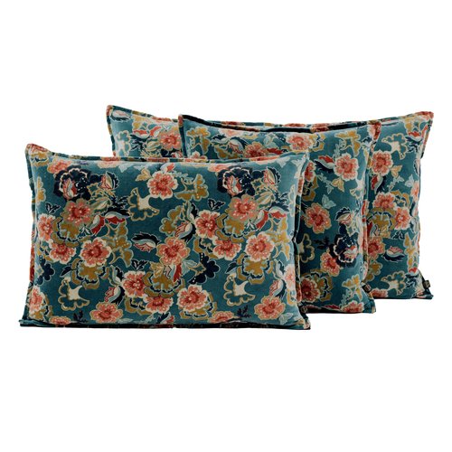 Housse de coussin en velours imprimé bleu de Prusse 45 x 45 cm - Boston