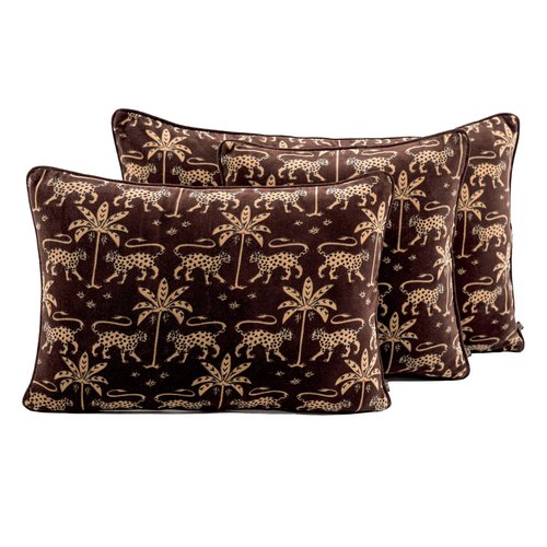 Housse de coussin en velours imprimé ganache 45 x 45 cm - Beria