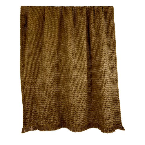 Plaid en coton effet nid d'abeille gold 130 x 200 cm - Tempo