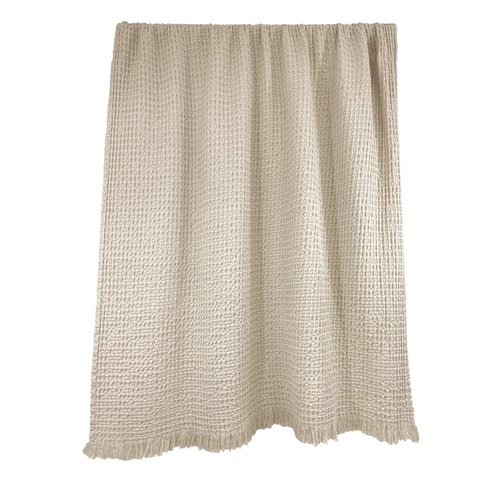 Plaid en coton effet nid d'abeille lin 130 x 200 cm - Tempo