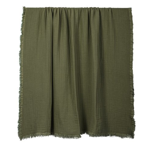 Plaid en coton lavé kaki 130 x 180 cm - Vanly