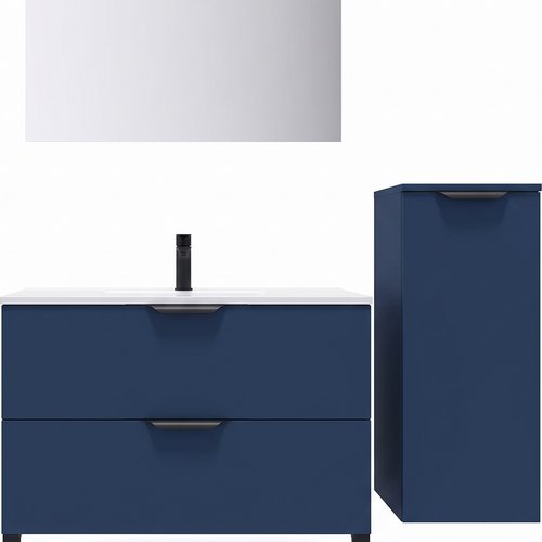 Meuble de salle de bain suspendu vasque intégrée 90cm 2 tiroirs Marine - Venice