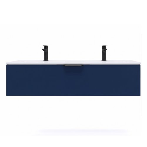 Meuble de salle de bain suspendu double vasque intégrée 120cm 1 tiroir Marine - Venice