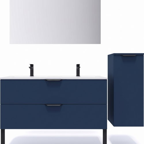 Meuble de salle de bain suspendu double vasque intégrée 120cm 2 tiroirs Marine - Venice