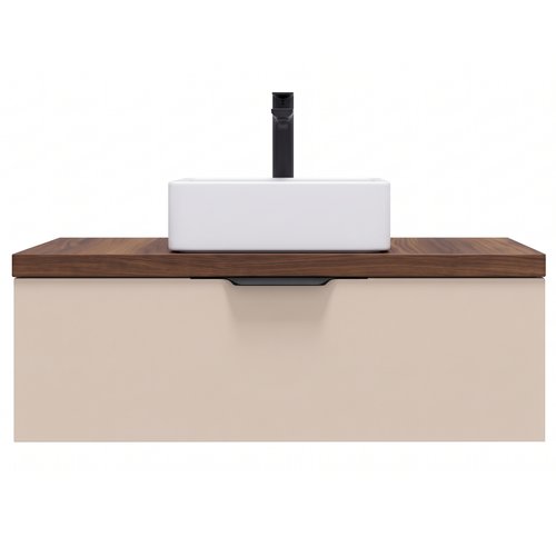 Meuble de salle de bain suspendu vasque à poser 90cm 1 tiroir Beige - Venice