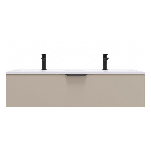 Meuble de salle de bain suspendu double vasque intégrée 120cm 1 tiroir Beige - Venice