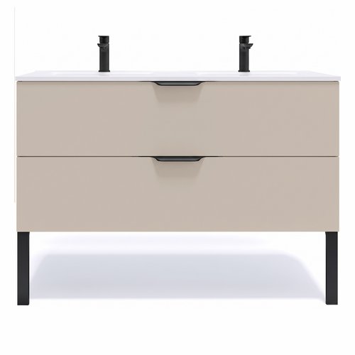 Meuble de salle de bain suspendu double vasque intégrée 120cm 2 tiroirs Beige - Venice