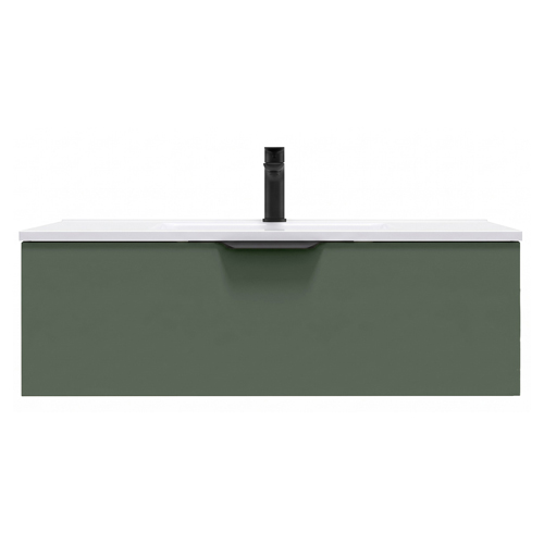 Meuble de salle de bain suspendu vasque intégrée 90cm 1 tiroir Vert Amazonie - Venice